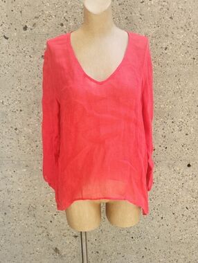 Eileen Fisher Coral Linen Top